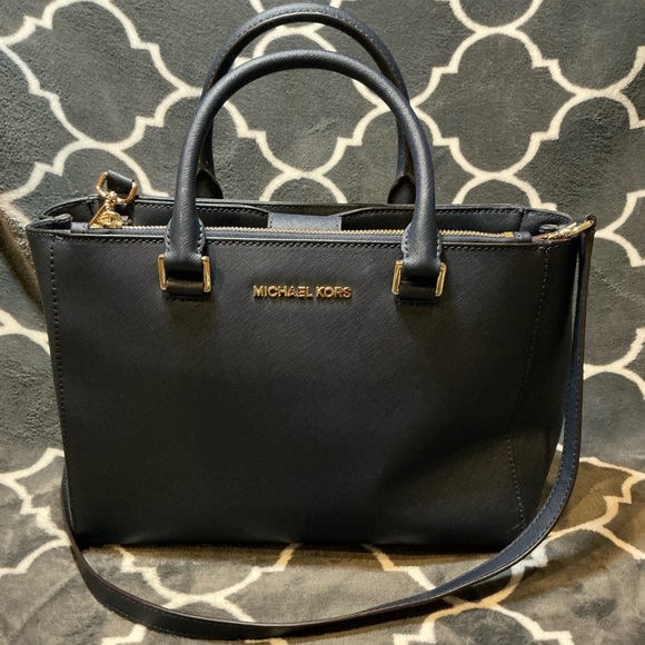 Micheal Kors Navy Blue Large Saffiano Leather Satchel